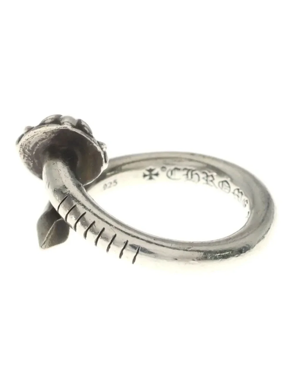 Chrome Hearts Nail Crsball Cross Ball Ring Silver